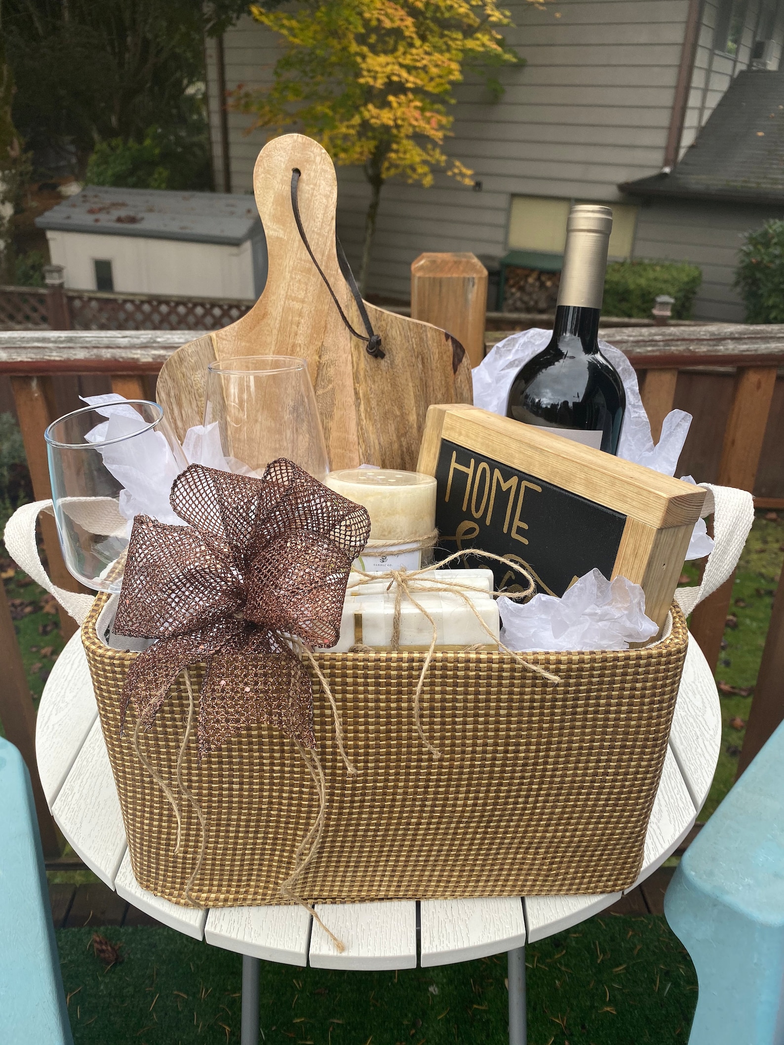 Wine Lover Gift Basket with Custom Sign Etsy