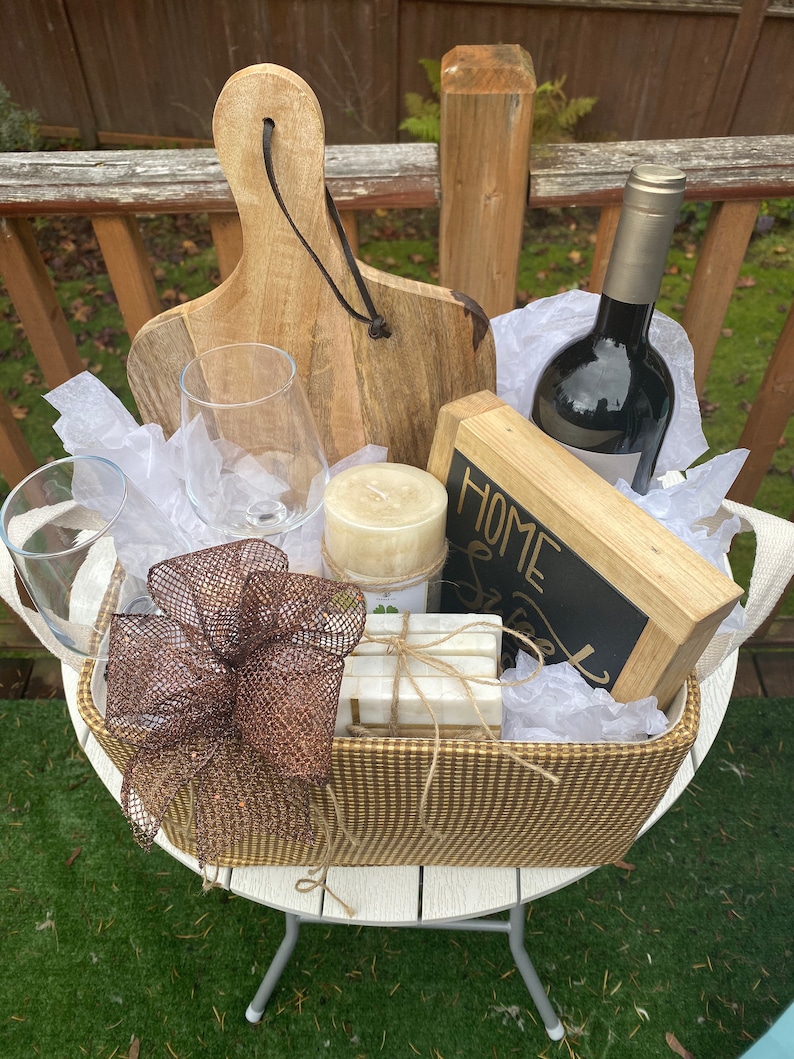 Wine Themed Gift Basket with Custom 7 Sign Etsy