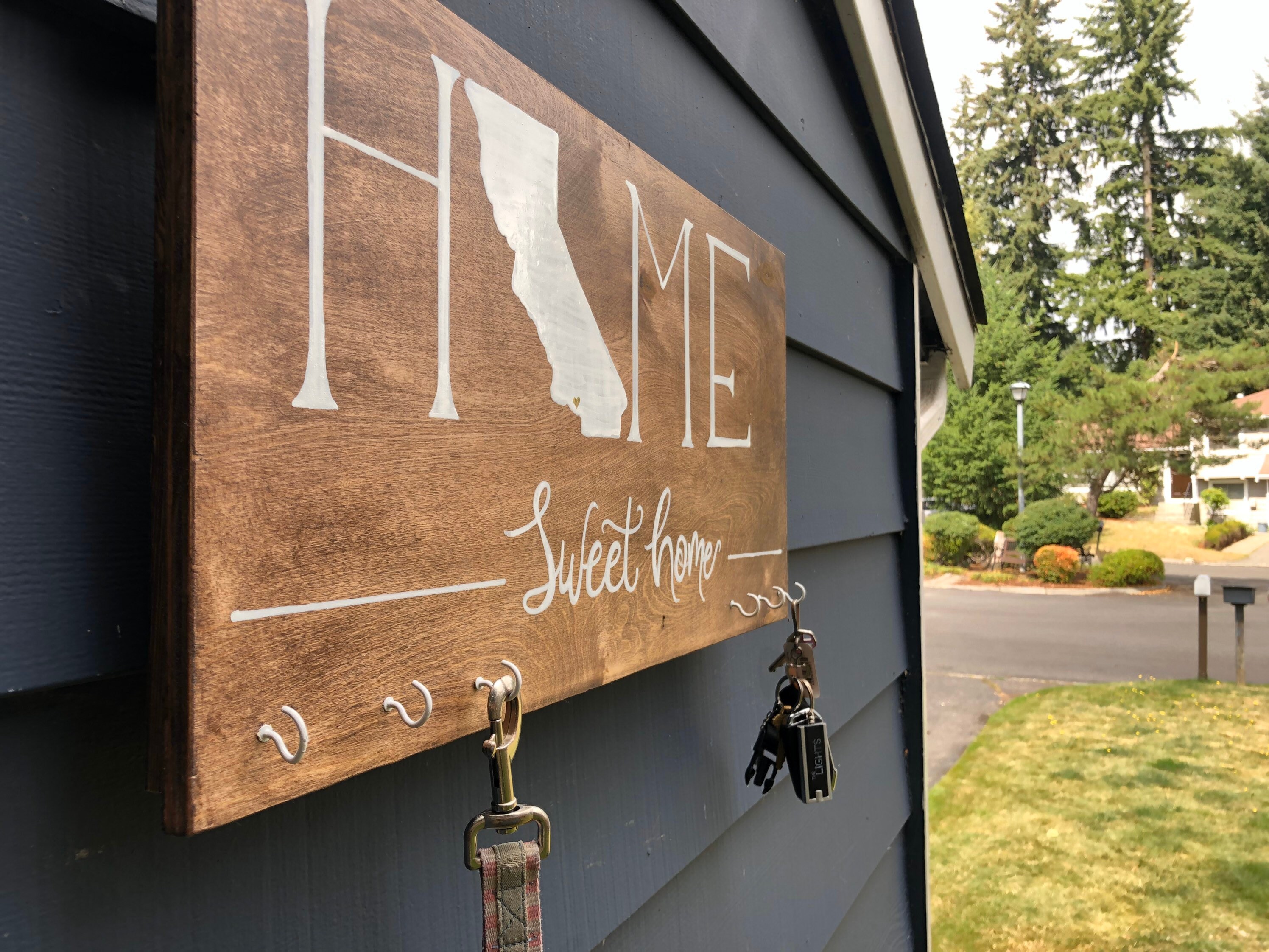 CUSTOMIZABLE Home Sign With Hooks for Keys Etsy