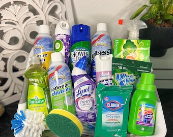 First Time Home Owner Gift Basket- Survival Kit New Home Owners-Cleaning Supplies