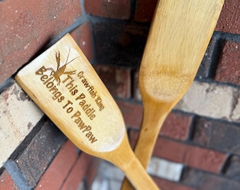 Fathers Day Gift Custom Engraved 36" Wooden Crawfish Paddle, Seafood Boil Stir Stick Paddle