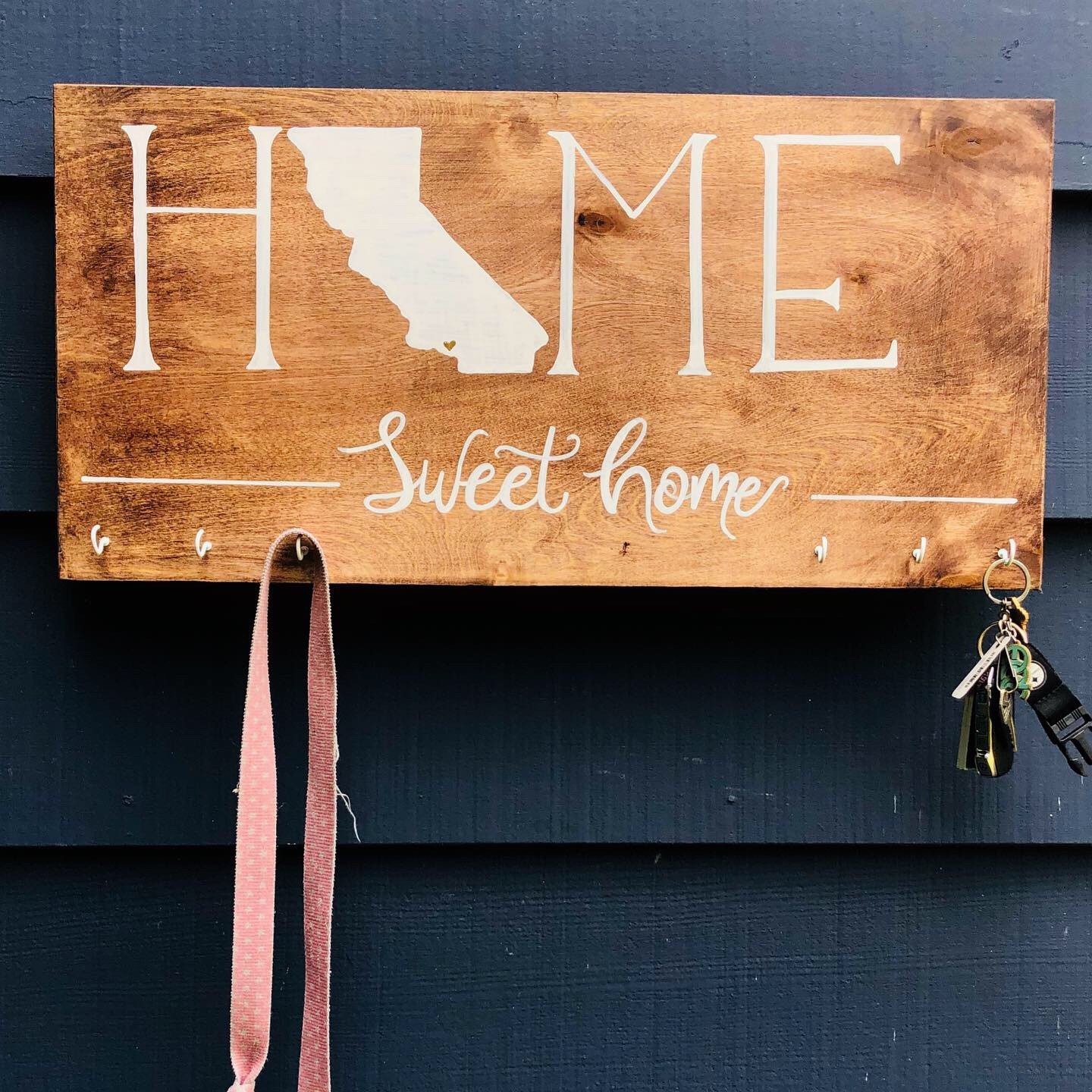 CUSTOMIZABLE home sign with hooks for keys Etsy