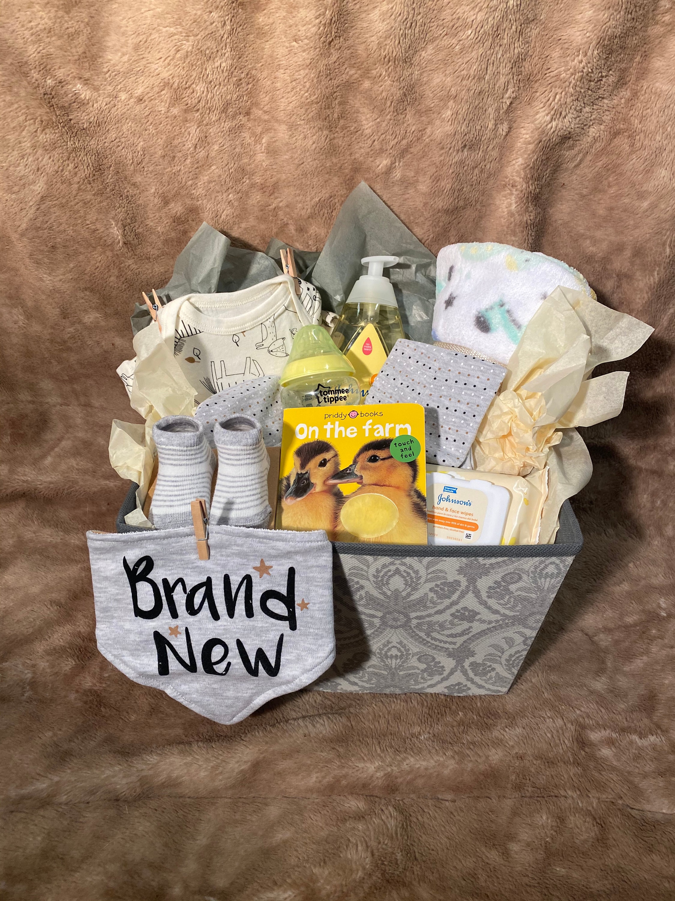 Neutral Baby Shower Gift Basket Gender Neutral/ New Born 