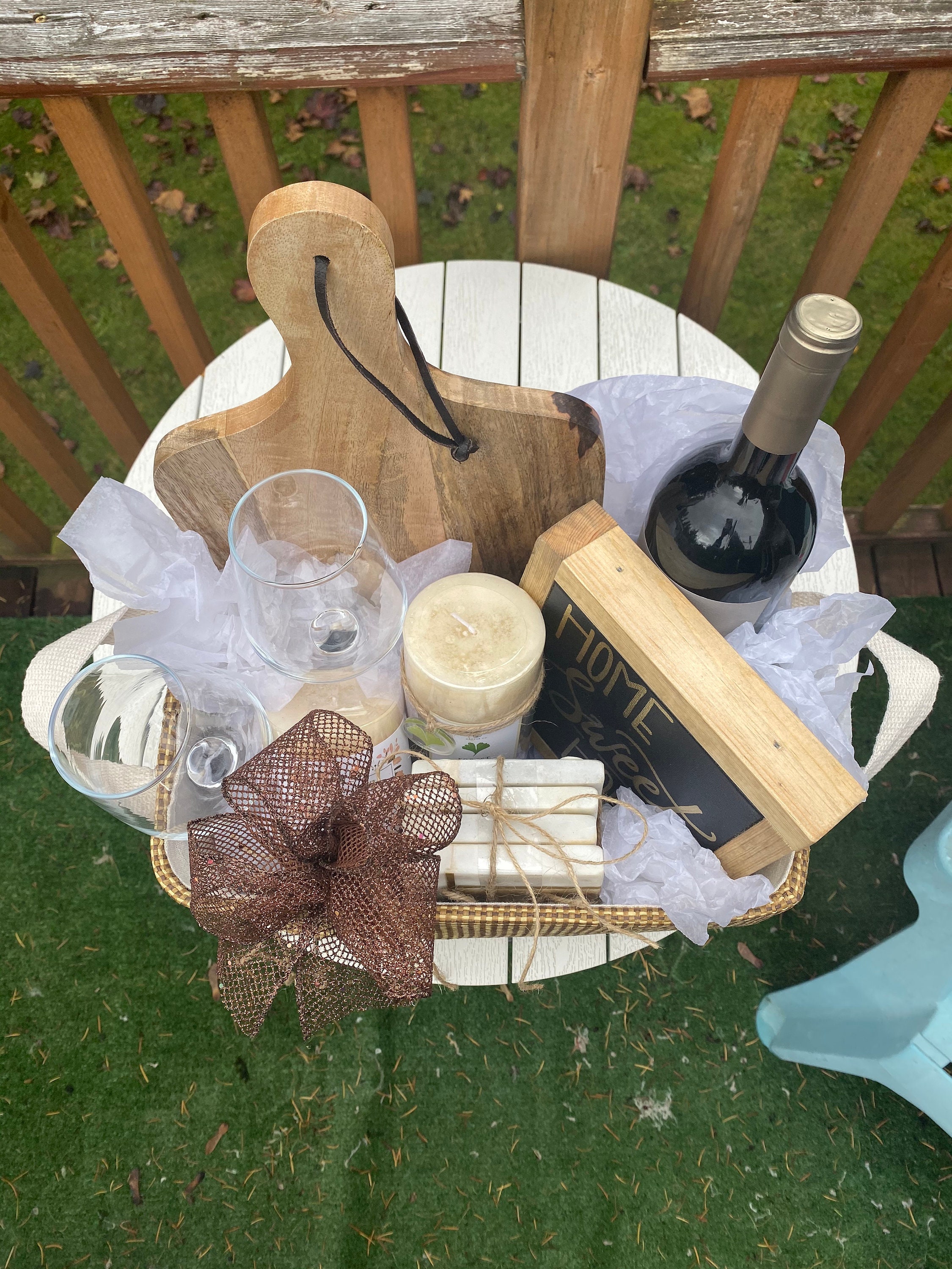 Wine Lover Gift Basket With Custom Sign Etsy