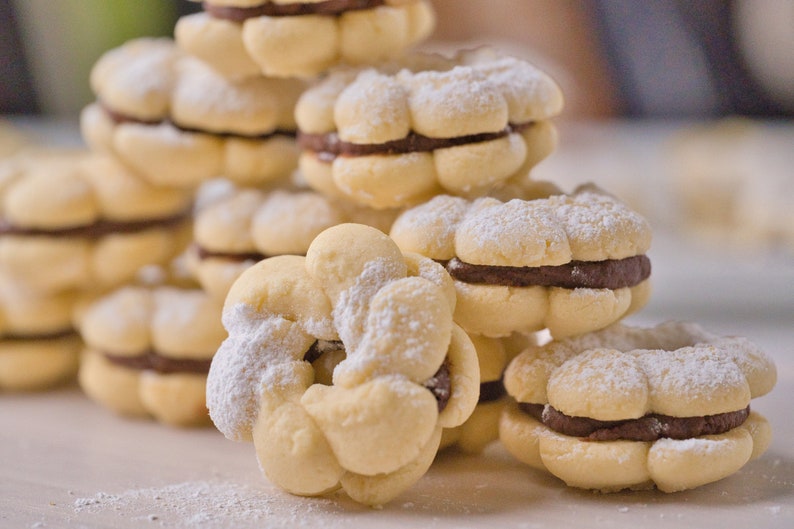 Ultimate Butter Cookie Sandwich, 2 dozen Cookies filled with delicious Belgium chocolate ganache. melt in your mouth image 2