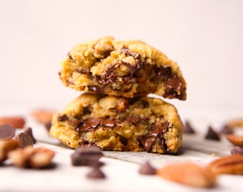 Caramelized Pecan Chocolate Chip Cookies, 2.6oz each. A decadent twist on a classic cookie!