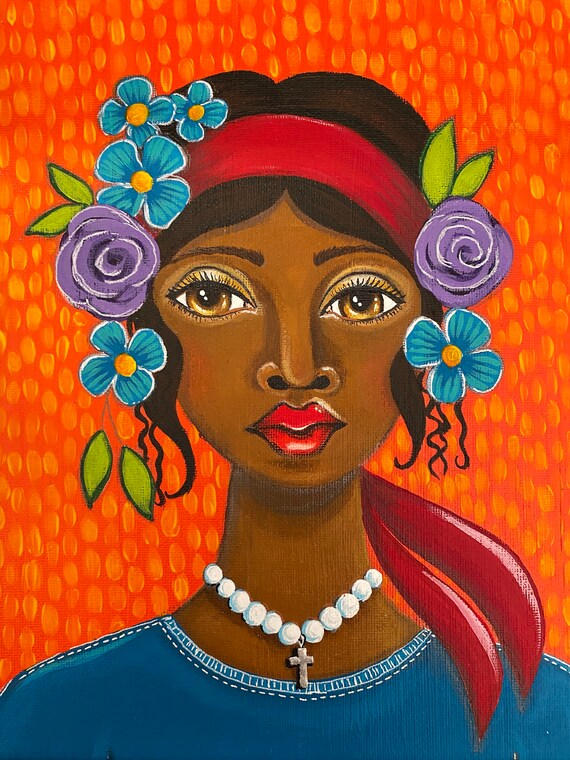Beautiful Woman Painting African American Girl Strong Girl Etsy