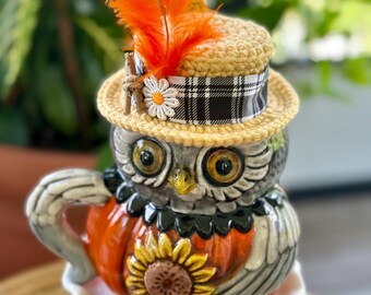 Johanna Parker Inspired Mug Hat: Owl and Scarecrow Decor ( mug no included)