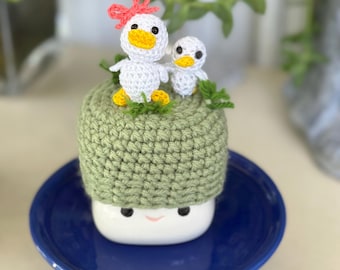 Sombrero de taza de malvavisco, familia de patos en el jardín (taza no incluida)