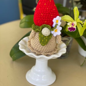 Gnome strawberry crochet (about 7 inches)