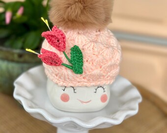 Sombrero de taza con malvavisco y flores de primavera (taza no incluida)