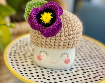 Marshmallow Mug Hat weiß violett ( Deko und Becher nicht inkludiert)
