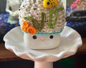 Sombrero de taza con diseño de vida marina: decoración de peces marinos (taza no incluida)