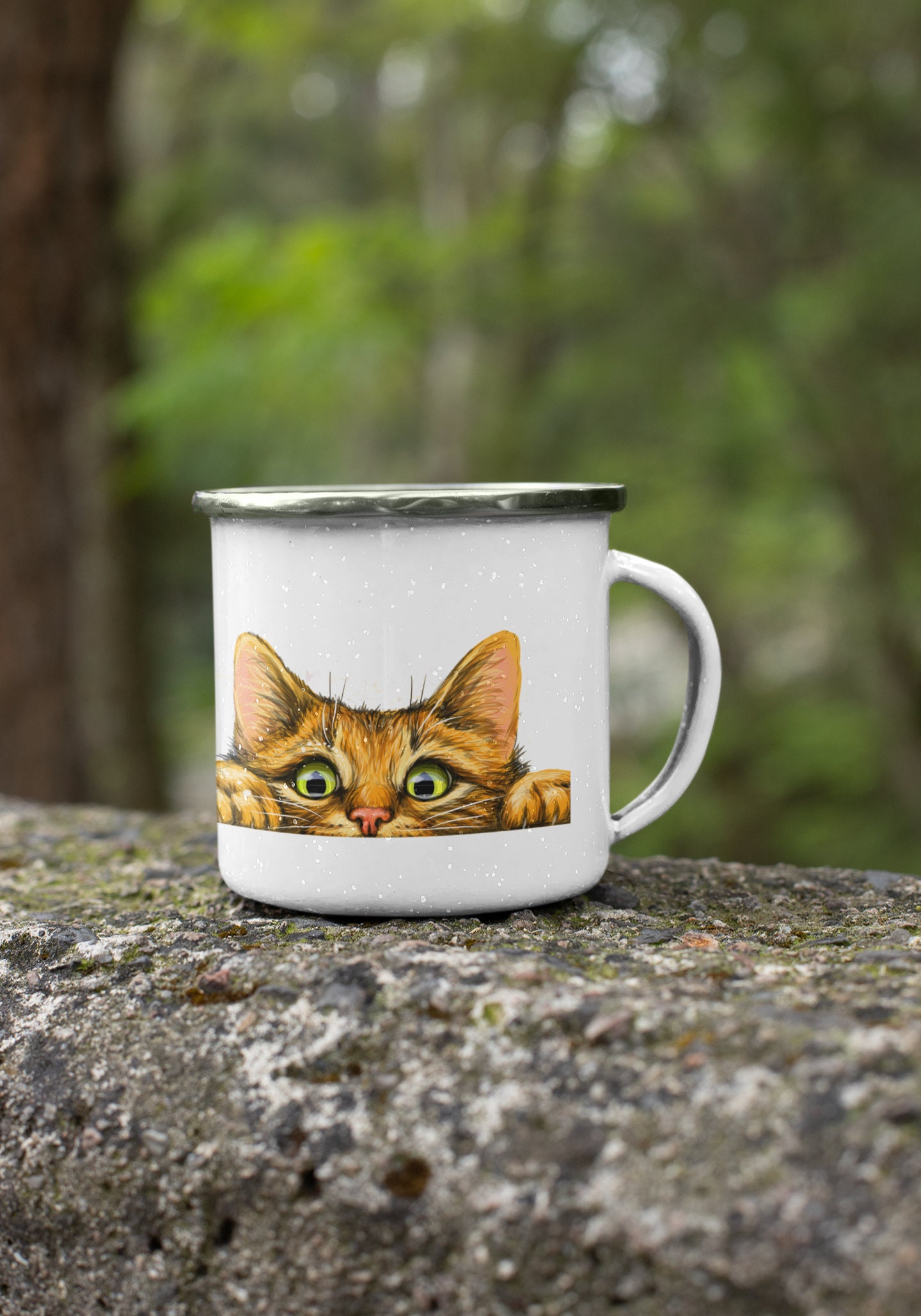 Tabby cat enamel mug Cat travel mug Cat lover gift mug Etsy