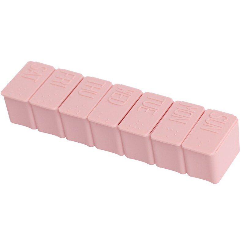One Week Mini Square Pill Box Braille Portable Daily Pill Case Weekly Travel Pill Organizer 2PCS 7 Days Portable Pill Organizer