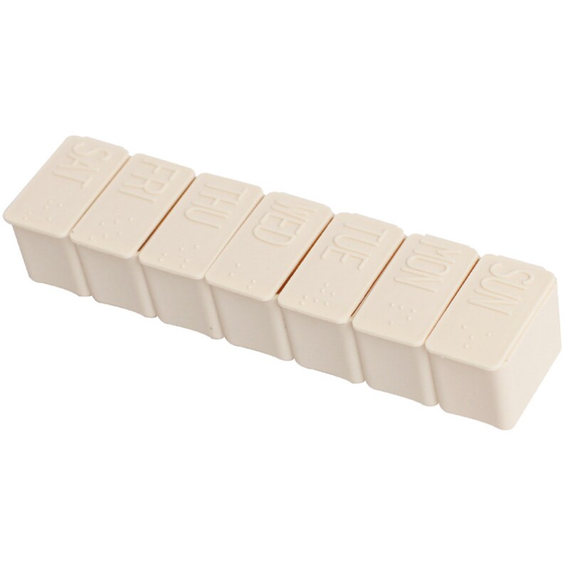 One Week Mini Square Pill Box Braille Portable Daily Pill Case Weekly Travel Pill Organizer 2PCS 7 Days Portable Pill Organizer