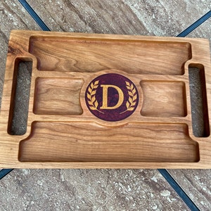 Snack Tray With Double Handles Monogramed, Wedding Gift, Birthday Gift, Housewarming Cherry