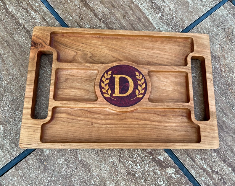 Snack Tray With Double Handles Monogramed, Wedding Gift, Birthday Gift, Housewarming Cherry