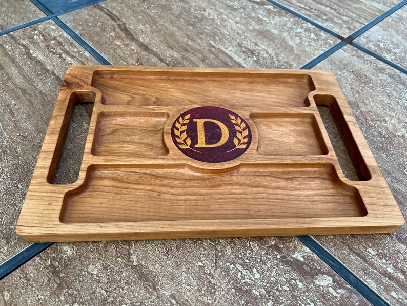 Snack Tray With Double Handles Monogramed, Wedding Gift, Birthday Gift, Housewarming zdjęcie 5