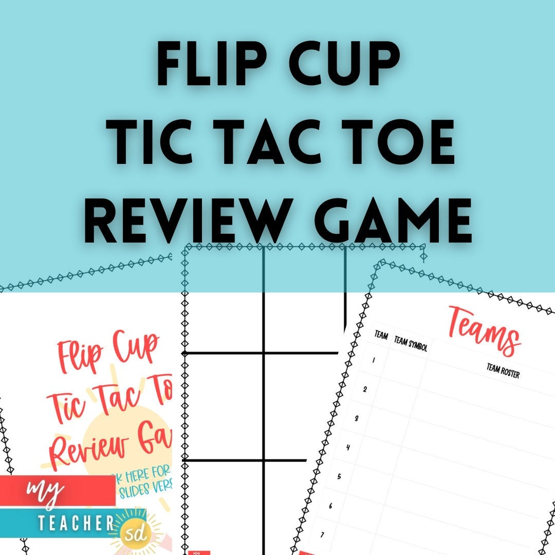 Flip Cup Tic Tac Toe Review Game elementary Middle High Etsy
