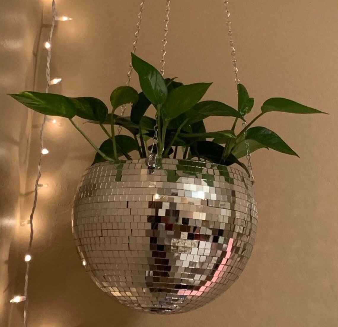 12 Plastic Disco Ball/ Mirror Ball Hanging Planter Home Decor Etsy