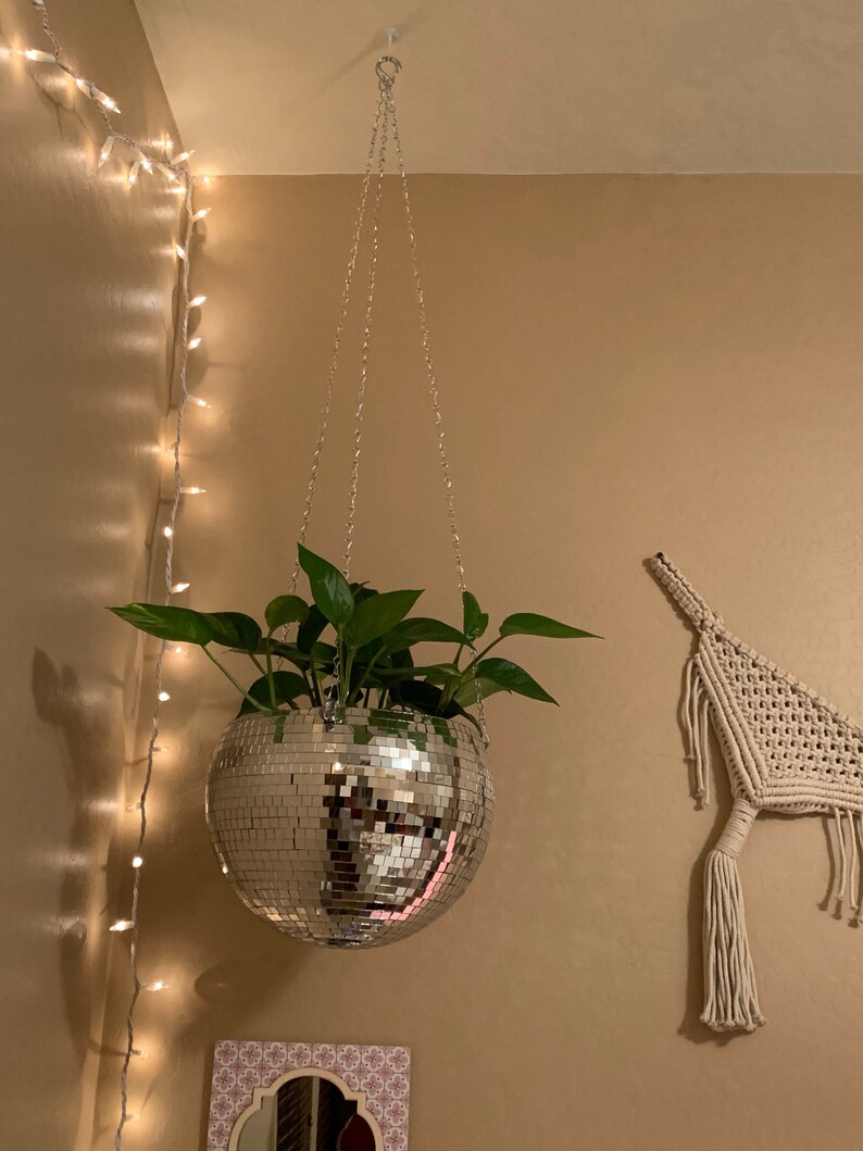 12 Plastic Disco Ball/ Mirror Ball Hanging Planter Home Decor Etsy