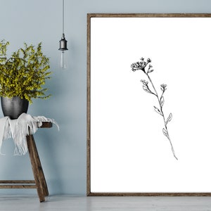 Minimal Line Botanical Print, Gallery Wall art, Line Flowers Printable Art, Wild Flowers Art Floral Line Art, Modern Home Decor Art