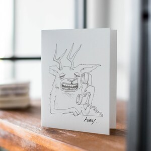 Hola tarjeta de felicitación de ciervo / tarjeta de ciervo imprimible / nota de ciervo en el teléfono / tarjeta de felicitación de cualquier ocasión / tarjeta de felicitación divertida / Hola