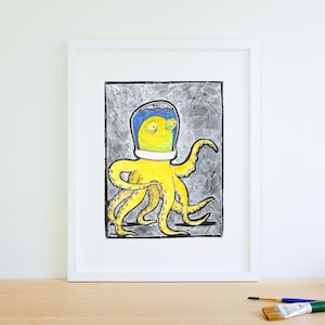 Scuba Octopus Art Print | Printable Wall Art | Sea Animal Decor | Kids Room Printable | Octopus Illustration | Nursery Art