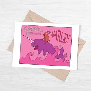 Narwhal & Bunny Valentine | Narley Valentine | Pink Valentine | Kids Valentine | Friend Valentine | Girl Valentine | Valentine