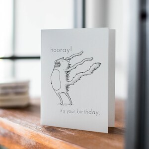 Cat Birthday Card | Cat In The Wind Birthday Printable | Funny Cat Birthday Card | Line Drawing Cat Note Card | Birthday Printable Card