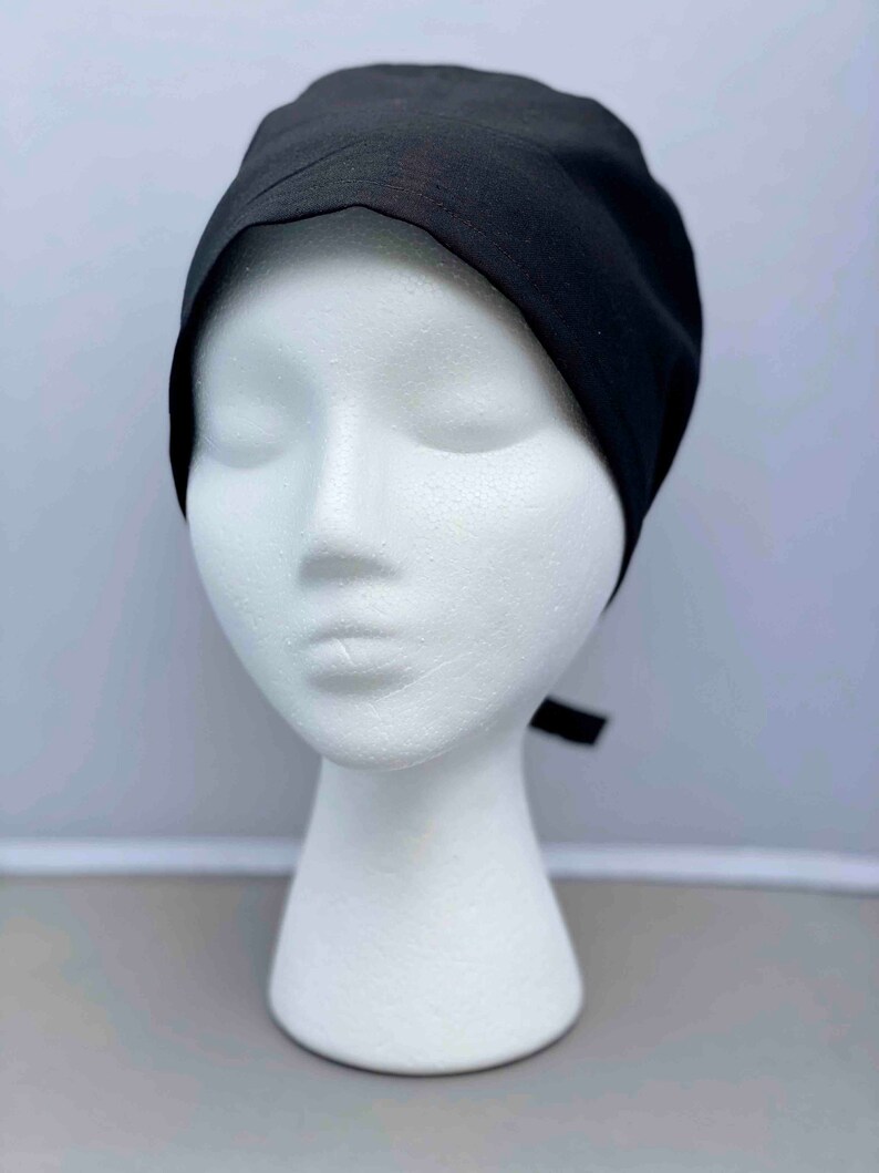 Black Embroidered Scrub Cap for Women Scrub Hat for Men Surgical Cap