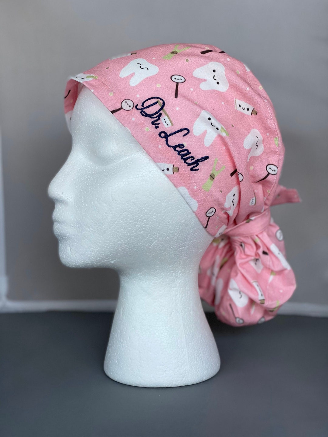 Embroidered Ponytail Scrub Cap for Women, Dental Scrub Cap, Hair Cover