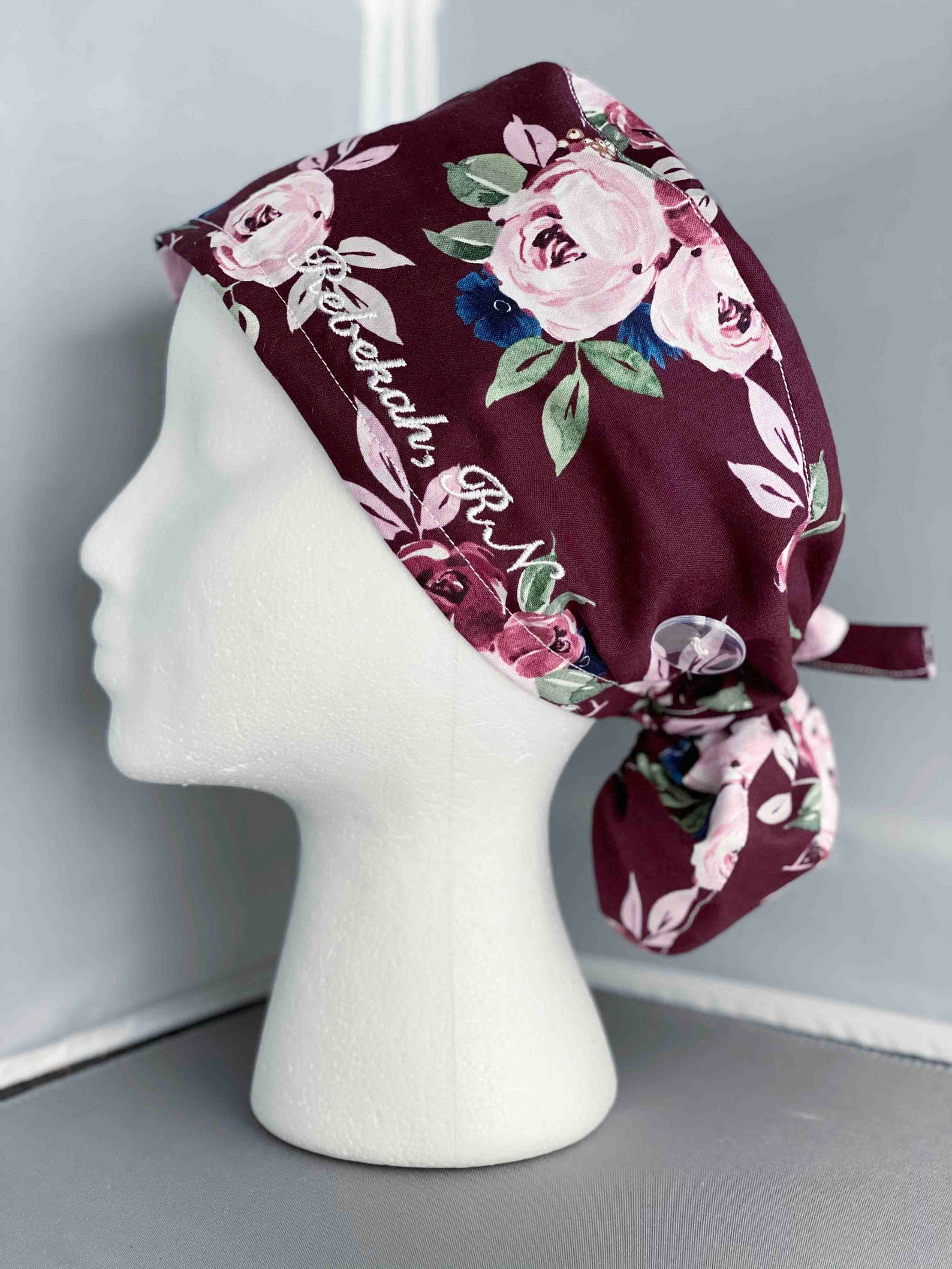 Embroidered Ponytail Scrub Cap for Women Monogram Scrub Cap Etsy