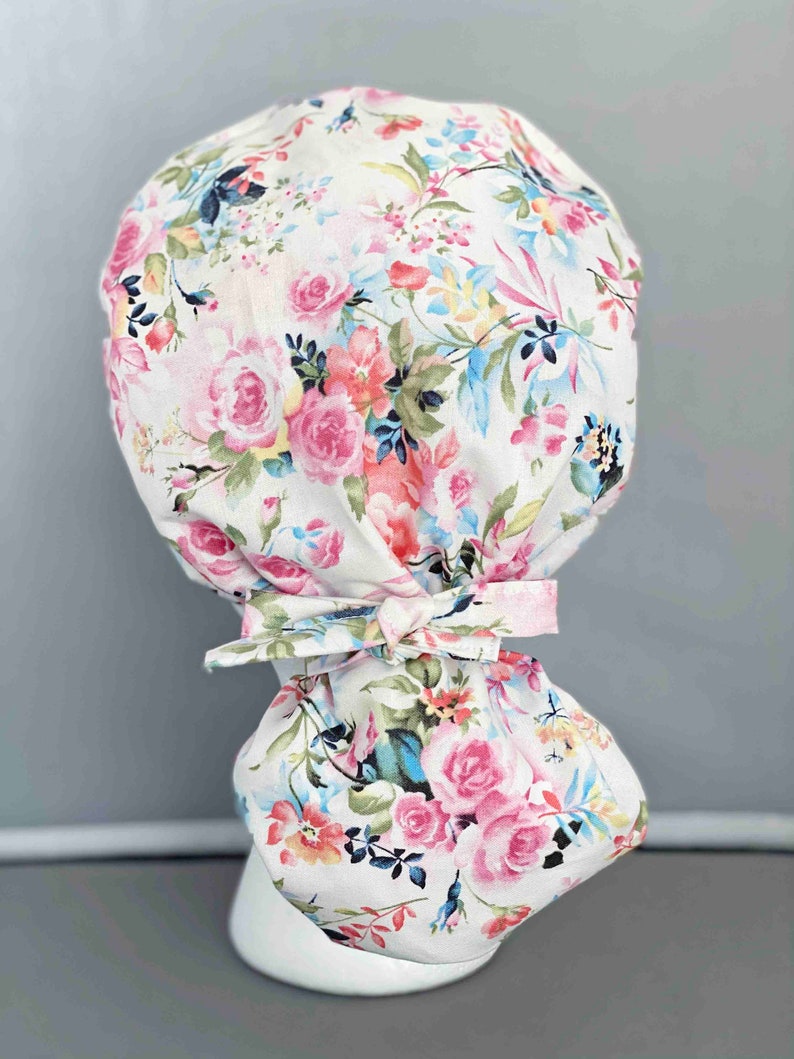 Embroidered Ponytail Scrub Cap for Women, Monogram Scrub Cap, Hair