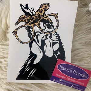 Crazy Chicken Lady Decal, Chicken With Glasses Sticker, Chicken Lady Decal, Crazy Chicken Sticker, Chicken Lover Decal