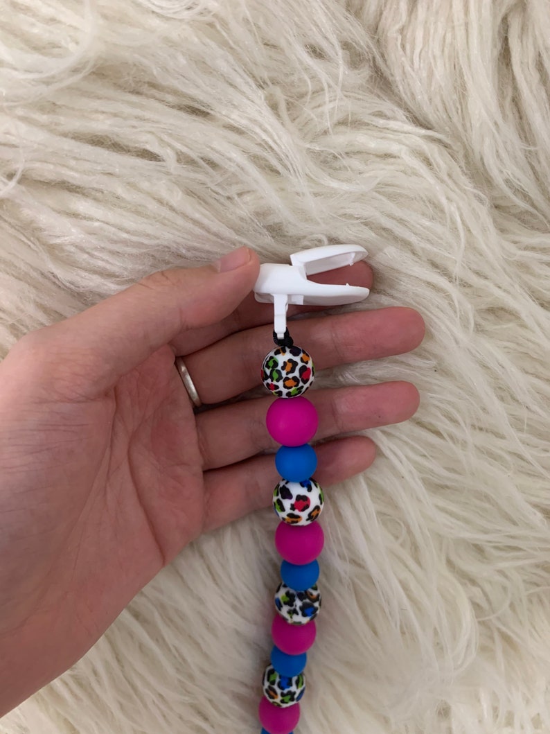 Pink and Leopard Pacifier Clips Lisa Frank Inspired Pacifier Clip Cute Pacifier Clips for Girl Cute Leopard Pacifier Clips for Baby Girls