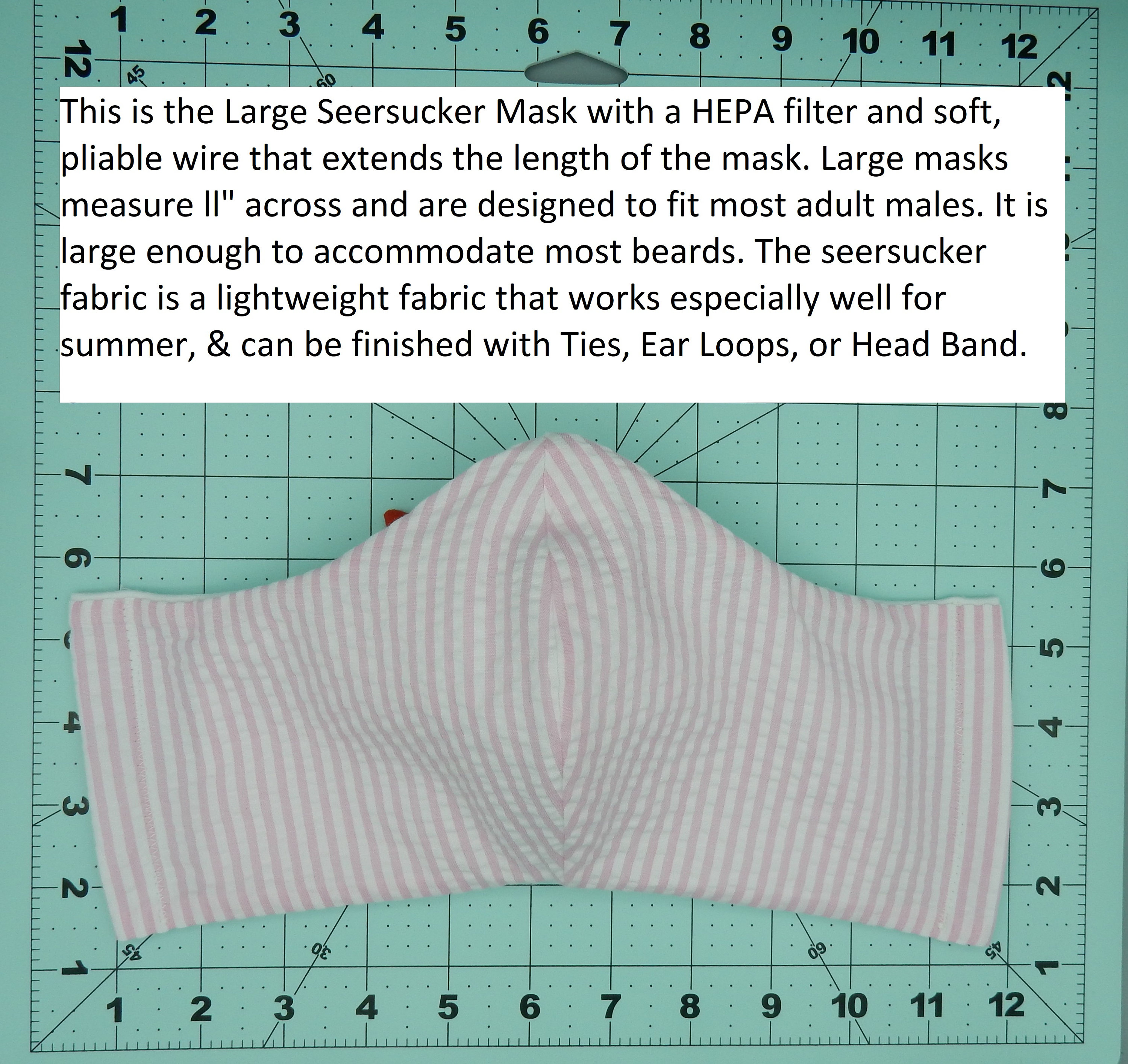 Pink Stripe Seersucker HEPA Filter Face Mask: Washable Cotton Blend ...