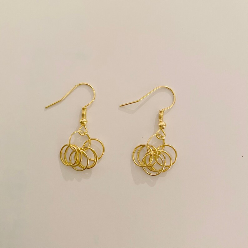 Drop Ring Gold Earrings