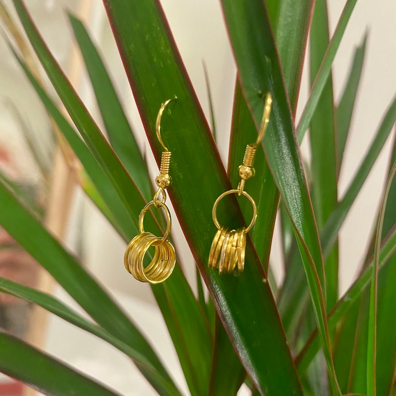 Drop Ring Gold Earrings