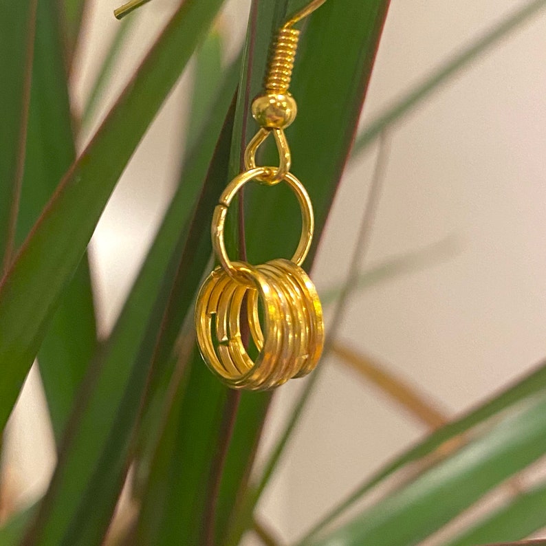 Drop Ring Gold Earrings