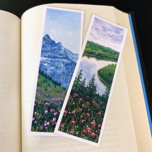 Fiori di campo di montagna e fiume, segnalibro artistico stampato