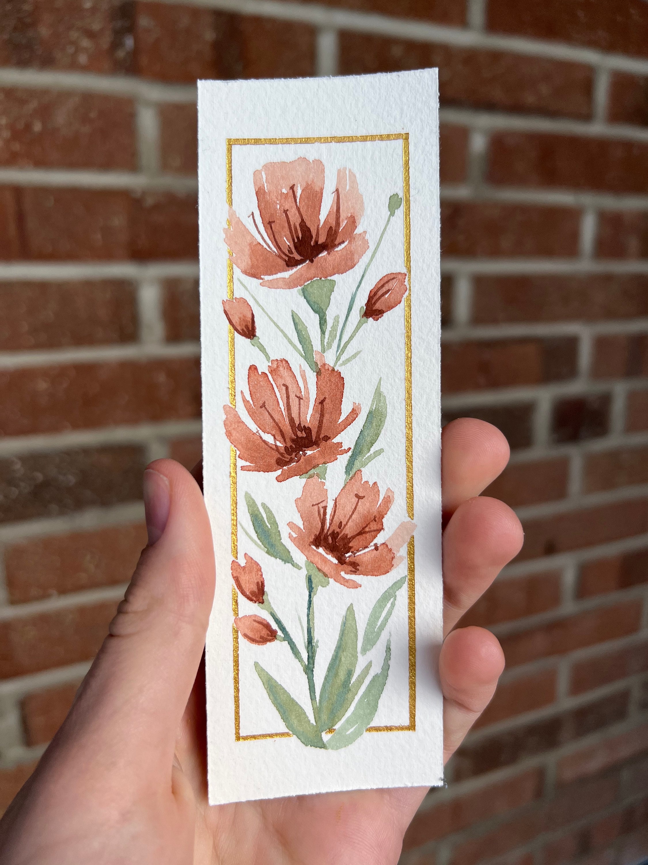 Pink Color Bookmark Pink Flowers Watercolor Bookmark | Original Hand Painted Bookmark - Etsy