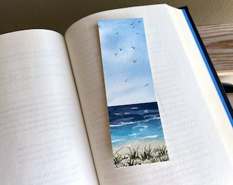 Tropical Beach watercolor bookmark | Original hand painted bookmark