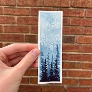 Marcador de página em aquarela Indigo Forest | Marcador de página original pintado à mão