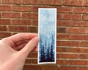 Indigo Forest watercolor bookmark | Original hand-painted bookmark