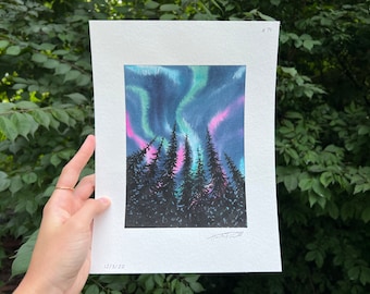 Northern Lights watercolor painting | Paint n Sip #79