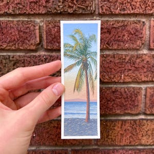 Original hand painted bookmark: Palm Tree acrylic painting
