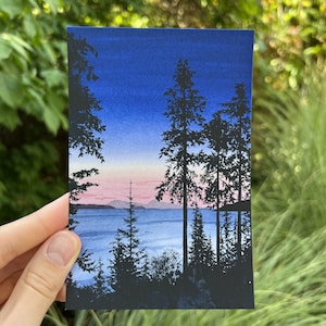 Cartão Postal Artístico: Pôr do Sol na Ilha Orcas
