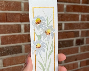 Daisies watercolor bookmark | Original hand painted bookmark
